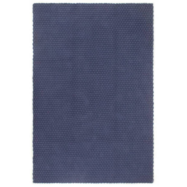 vidaXL Vloerkleed rechthoekig 80x160 cm katoen marineblauw