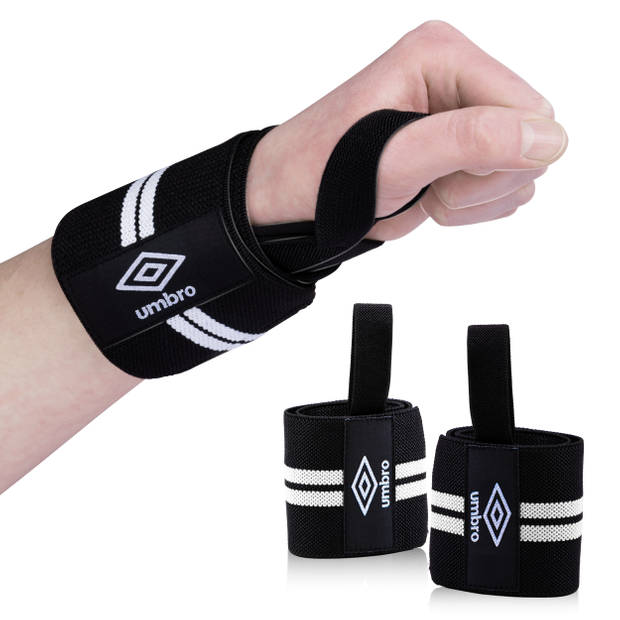 Umbro Wrist Wraps - 2 Stuks - Polsbeschermers - Krachttraining en Fitness - Wit/ Zwart