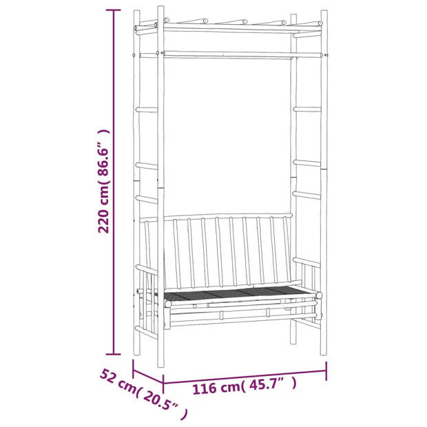 vidaXL Tuinbank met pergola 116 cm bamboe