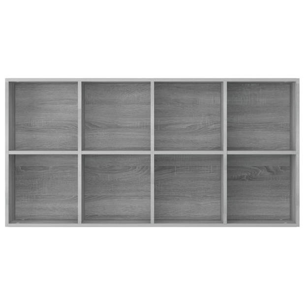 The Living Store Boekenkast Grijs Sonoma Eiken - 66 x 30 x 130 cm - Inclusief Montagehandleiding - Wandmontage vereist