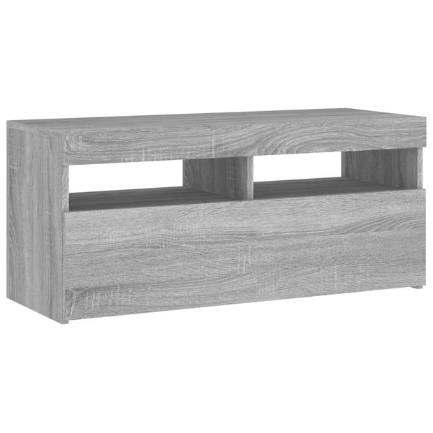 The Living Store TV-meubel Sonoma Eiken - 90 x 35 x 40 cm - LED-verlichting - Bewerkt Hout