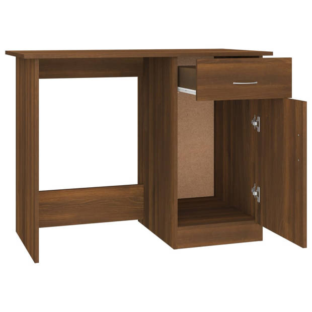 The Living Store Bureau - Bruineiken - 100 x 50 x 76 cm - Met lade en deur