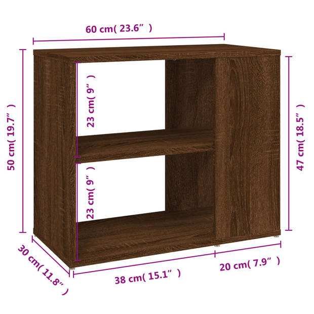 vidaXL Bijzetkast 60x30x50 cm bewerkt hout bruin eikenkleur