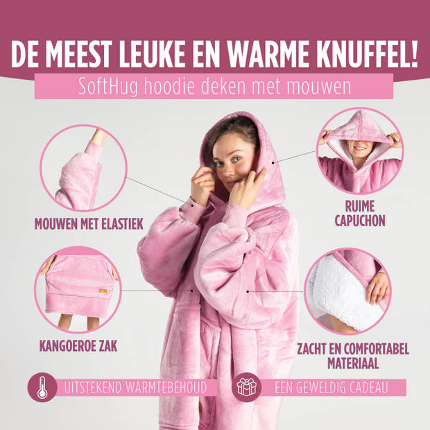 Hoodie Deken - Roze