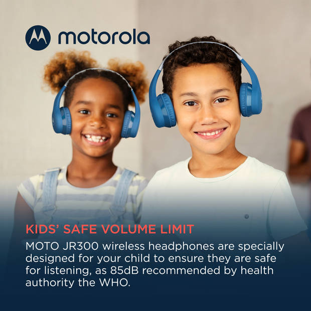 Motorola Sound Kinderkoptelefoon - MOTO JR300 - Volumebegrenzing tot 85dB - Vanaf 3 Jaar - Blauw/Grijs