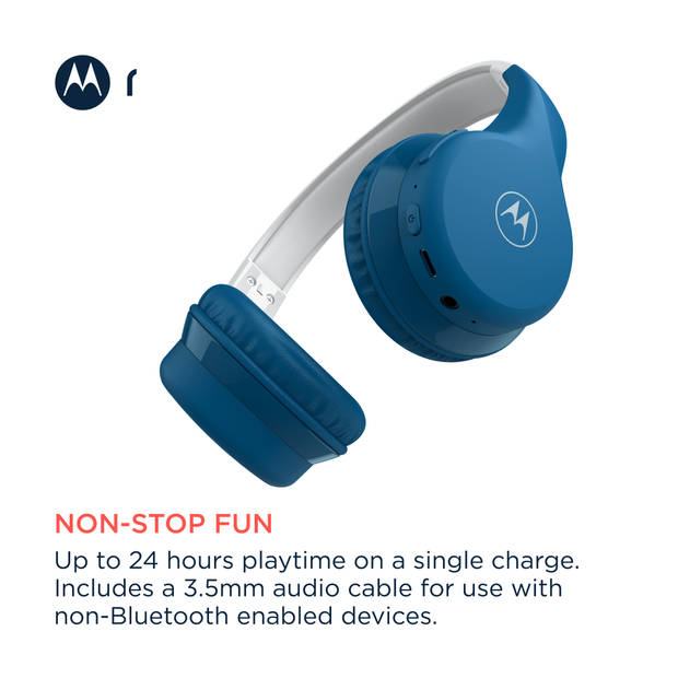 Motorola Sound Kinderkoptelefoon - MOTO JR300 - Volumebegrenzing tot 85dB - Vanaf 3 Jaar - Blauw/Grijs