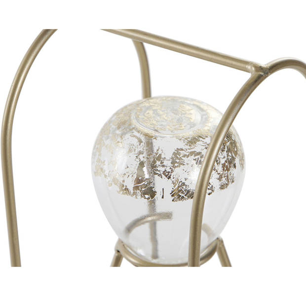 Zandloper decoratie wit zand 23 cm van glas in gouden houder - Zandlopers