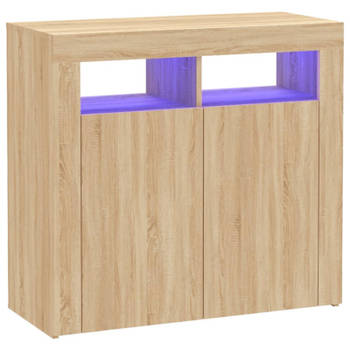 vidaXL Dressoir met LED-verlichting 80x35x75 cm sonoma eikenkleurig