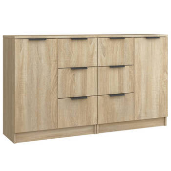 vidaXL Dressoirs 2 st 60x30x70 cm bewerkt hout sonoma eikenkleurig