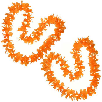 Pakket van 3x stuks oranje Hawaii krans slingers - Oranje supporter feestartikelen