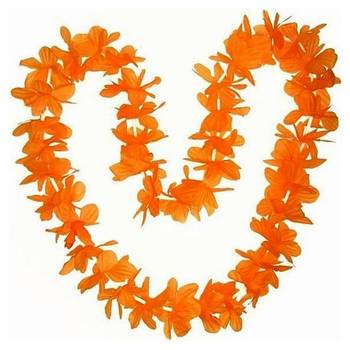 Set van 8x stuks oranje Hawaii bloemen krans slinger - Oranje supporter koningsdag feestartikelen