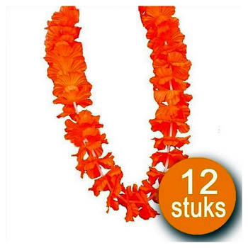 Oranje Versiering 12 stuks Oranje Krans Hawaii XL