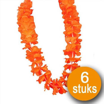 Oranje Versiering 6 stuks Oranje Krans Hawaii XL