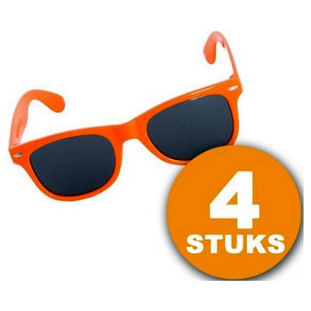 Oranje Feestbril 4 stuks Oranje Bril "Blues" Feestkleding EK/WK Voetbal Oranje Versiering Versierpakket Nederlands