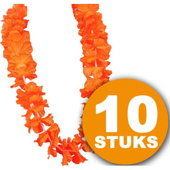 Oranje Feestkleding 10 stuks Oranje Krans Hawai De-Luxe Oranje Feestartikelen Feestkleding EK/WK Voetbal Oranje