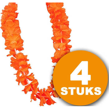 Oranje Feestkleding 4 stuks Oranje Krans Hawaii de Luxe Oranje Feestartikelen Feestkleding EK/WK Voetbal Oranje