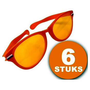 Oranje Feestbril 6 stuks Oranje Bril "Megabril" Feestkleding EK/WK Voetbal Oranje Versiering Versierpakket
