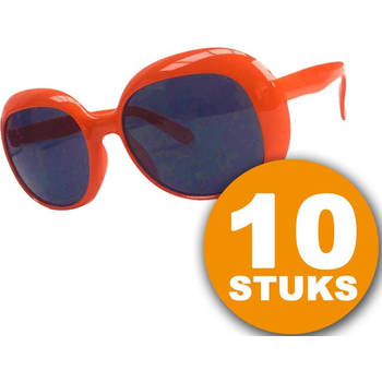 Oranje Feestbril 10 stuks Oranje Bril Partybril "Julie" Feestkleding EK/WK Voetbal Oranje Versiering Versierpakket