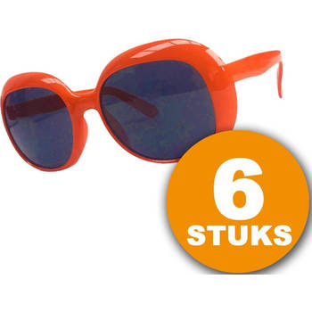 Oranje Feestbril 6 stuks Oranje Bril Partybril "Julie" Feestkleding EK/WK Voetbal Oranje Versiering Versierpakket