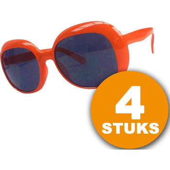 Oranje Feestbril 4 stuks Oranje Bril Partybril "Julie" Feestkleding EK/WK Voetbal Oranje Versiering Versierpakket