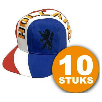 Oranje Feestpet 10 stuks Pet "Holland" Feestkleding EK/WK Voetbal Rood-Wit-Blauw Oranje Versiering Versierpakket