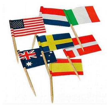 80 Cocktailprikkers internationale vlaggen