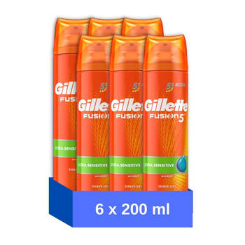 Gillette Scheergel Fusion5 - Ultra Sensitive - 200 ml - 6 stuks