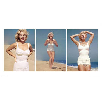 Kunstdruk Marilyn Monroe Beach Triptych 100x50cm