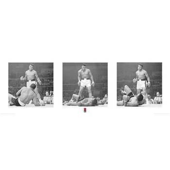 Kunstdruk Muhammad Ali Liston Triptych 95x33cm