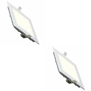 LED Downlight Slim 2 Pack - Inbouw Vierkant 12W - Natuurlijk Wit 4200K - Mat Wit Aluminium - 170mm