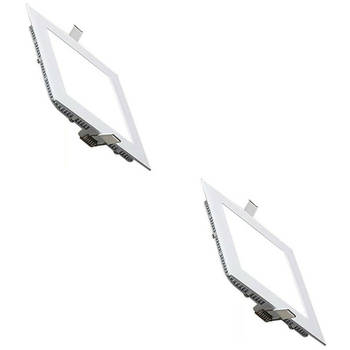 LED Downlight Slim 2 Pack - Inbouw Vierkant 9W - Helder/Koud Wit 6400K - Mat Wit Aluminium - 146mm