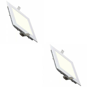 LED Downlight Slim 2 Pack - Inbouw Vierkant 3W - Natuurlijk Wit 4200K - Mat Wit Aluminium - 89mm