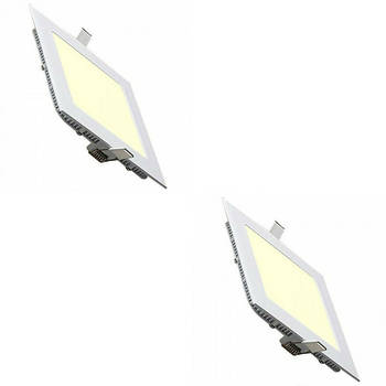 LED Downlight Slim 2 Pack - Inbouw Vierkant 6W - Warm Wit 2700K - Mat Wit Aluminium - 113.5mm