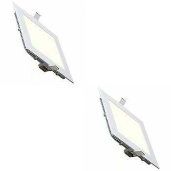 LED Downlight Slim 2 Pack - Inbouw Vierkant 6W - Natuurlijk Wit 4200K - Mat Wit Aluminium - 113.5mm