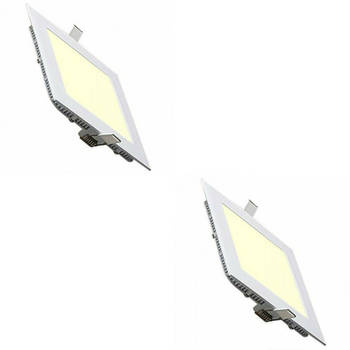 LED Downlight Slim 2 Pack - Inbouw Vierkant 9W - Warm Wit 2700K - Mat Wit Aluminium - 146mm