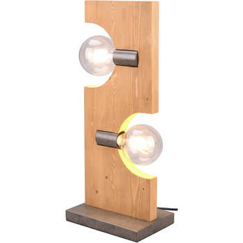 LED Tafellamp - Tafelverlichting - Trion Taylan - E27 Fitting - 2-lichts - Rechthoek - Antiek Nikkel - Aluminium