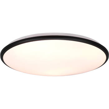 LED Plafondlamp - Plafondverlichting - Trion Lombis - 34W - Warm Wit 3000K - Dimbaar - Rond - Mat Zwart - Kunststof