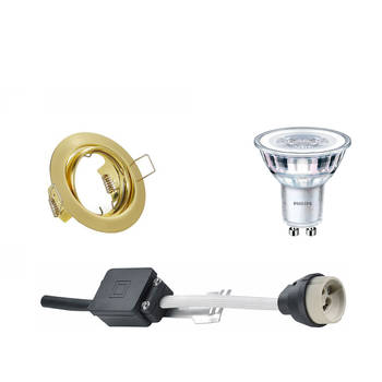 LED Spot Set - GU10 Fitting - Inbouw Rond - Mat Goud - Kantelbaar Ø83mm - Philips - CorePro 840 36D - 5W - Natuurlijk