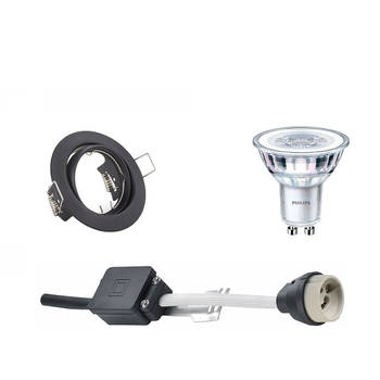 LED Spot Set - GU10 Fitting - Inbouw Rond - Mat Zwart - Kantelbaar Ø83mm - Philips - CorePro 830 36D - 5W - Warm Wit