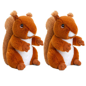 Keel Toys 2x stuks pluche knuffel dier rode eekhoorn 18 cm - Knuffel bosdieren