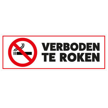 Sticker verboden te roken 6.5 x 19.6 cm rechthoek - Feeststickers
