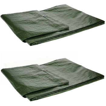 Set van 2x afdekzeilen/dekzeilen groen waterdicht kunststof 90 gr/m2 - 500 x 800 cm - Afdekzeilen