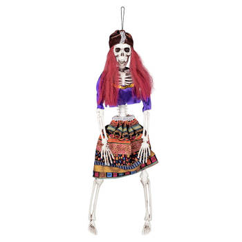 Hangende horror decoratie skelet 40 cm meisjes piraat/gipsy - Halloween poppen