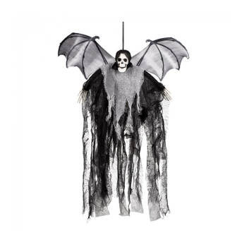 Horror hangdecoratie spook/geest/skelet pop met vleermuis vleugels 60 cm - Halloween poppen