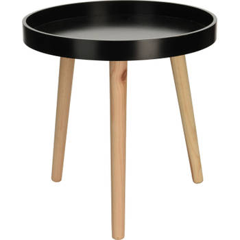 Bijzettafel/salontafel - zwart - hout - rond - 40 x 39 cm - Bijzettafels