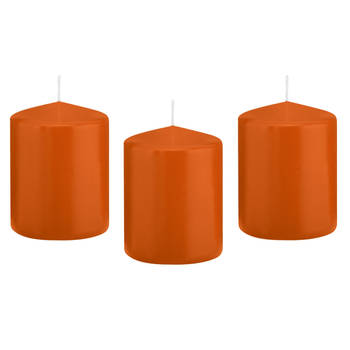 8x Kaarsen oranje 6 x 8 cm 29 branduren sfeerkaarsen - Stompkaarsen