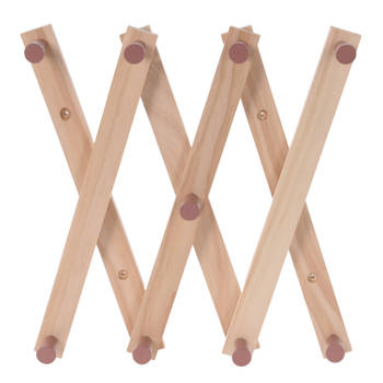 Kinderkamer deurhanger/kapstok verstelbaar - 9 bruine haakjes - hout - 60 x 12 cm - Kapstokken