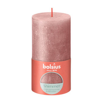 Bolsius Stompkaars Shimmer Pink - Ø68 mm - Hoogte 13 cm - Roze - 60 Branduren