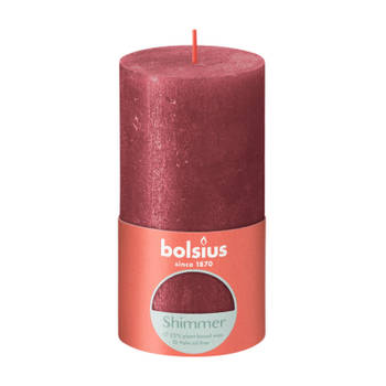 Bolsius Stompkaars Shimmer Red - Ø68 mm - Hoogte 13 cm - Rood - 60 Branduren