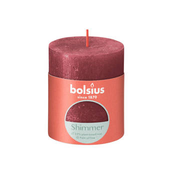 Bolsius Stompkaars Shimmer Red - Ø68 mm - Hoogte 8 cm - Rood - 35 Branduren